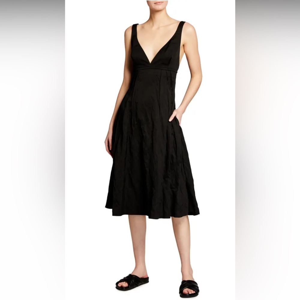 NWT Brock Collection Taffeta V-Neck Midi Dress